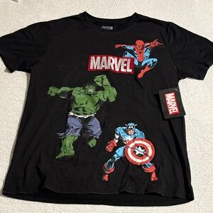 Marvel Black T-Shirt with Superhero Graphics